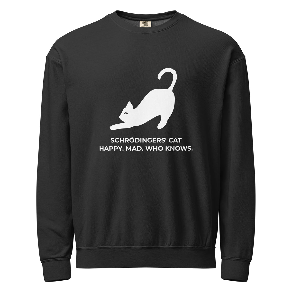 Unisex garment-dyed fleece crewneck sweatshirt SCHRÖDINGER'S CAT