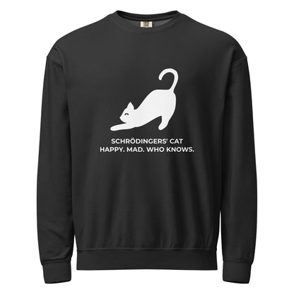 Unisex garment-dyed fleece crewneck sweatshirt SCHRÖDINGER'S CAT