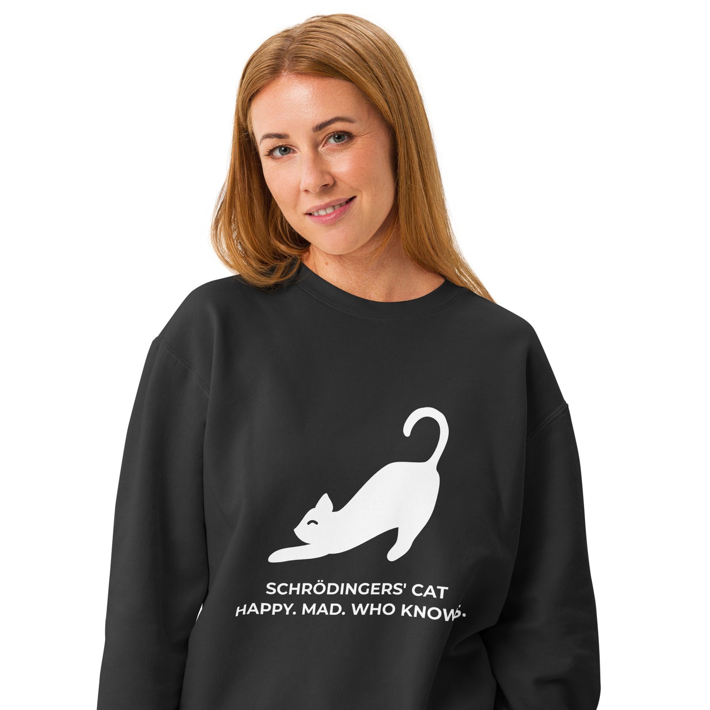 Unisex garment-dyed fleece crewneck sweatshirt SCHRÖDINGER'S CAT