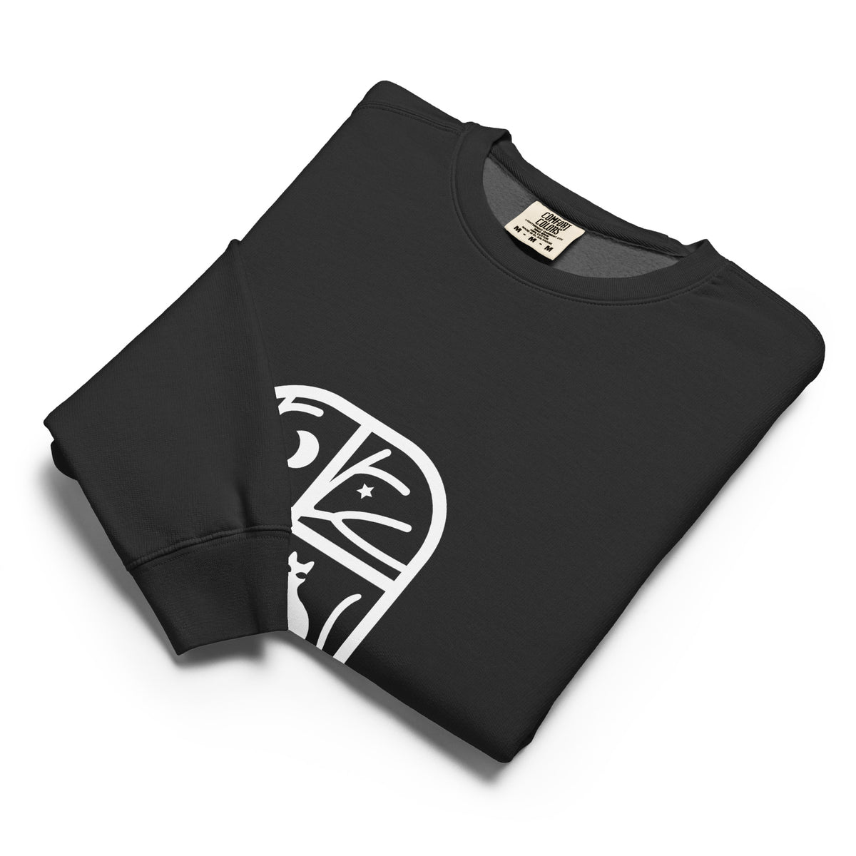 Unisex garment-dyed fleece crewneck sweatshirt NIGHT. WINTER. CAT