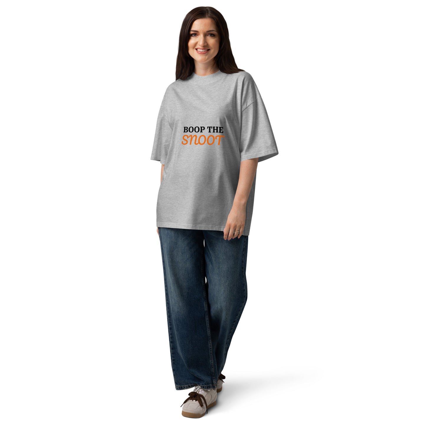 Unisex organic oversized high neck t-shirt BOOP THE SNOOT