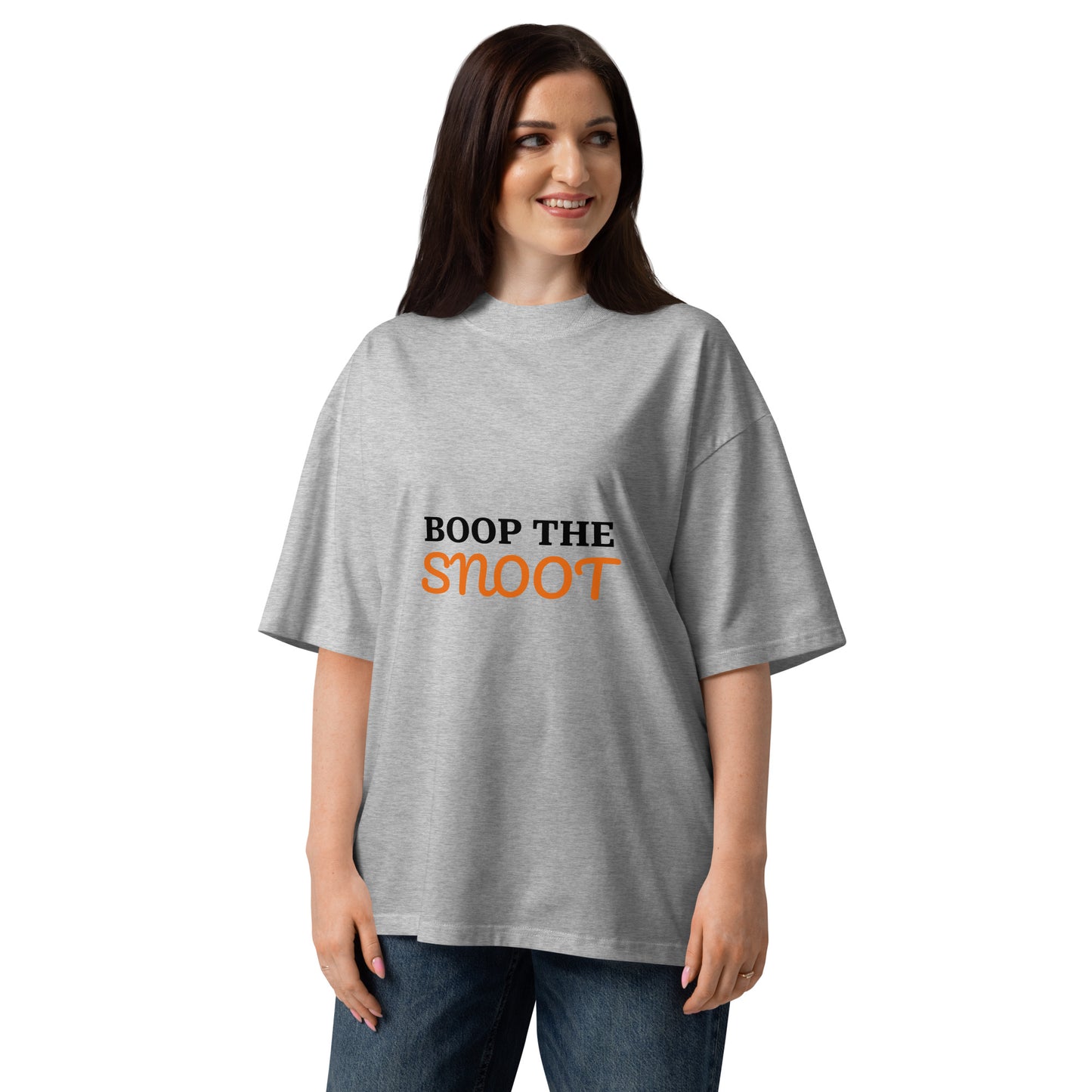 Unisex organic oversized high neck t-shirt BOOP THE SNOOT