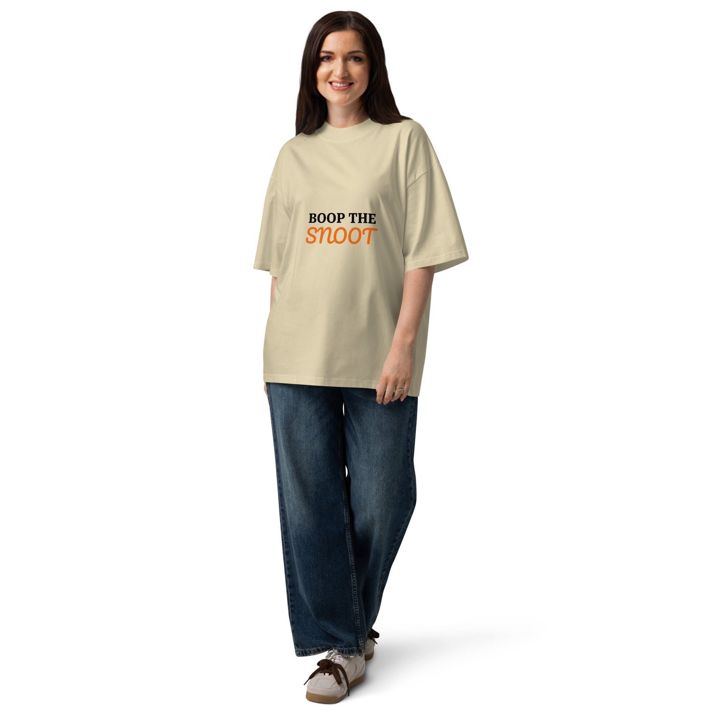 Unisex organic oversized high neck t-shirt BOOP THE SNOOT