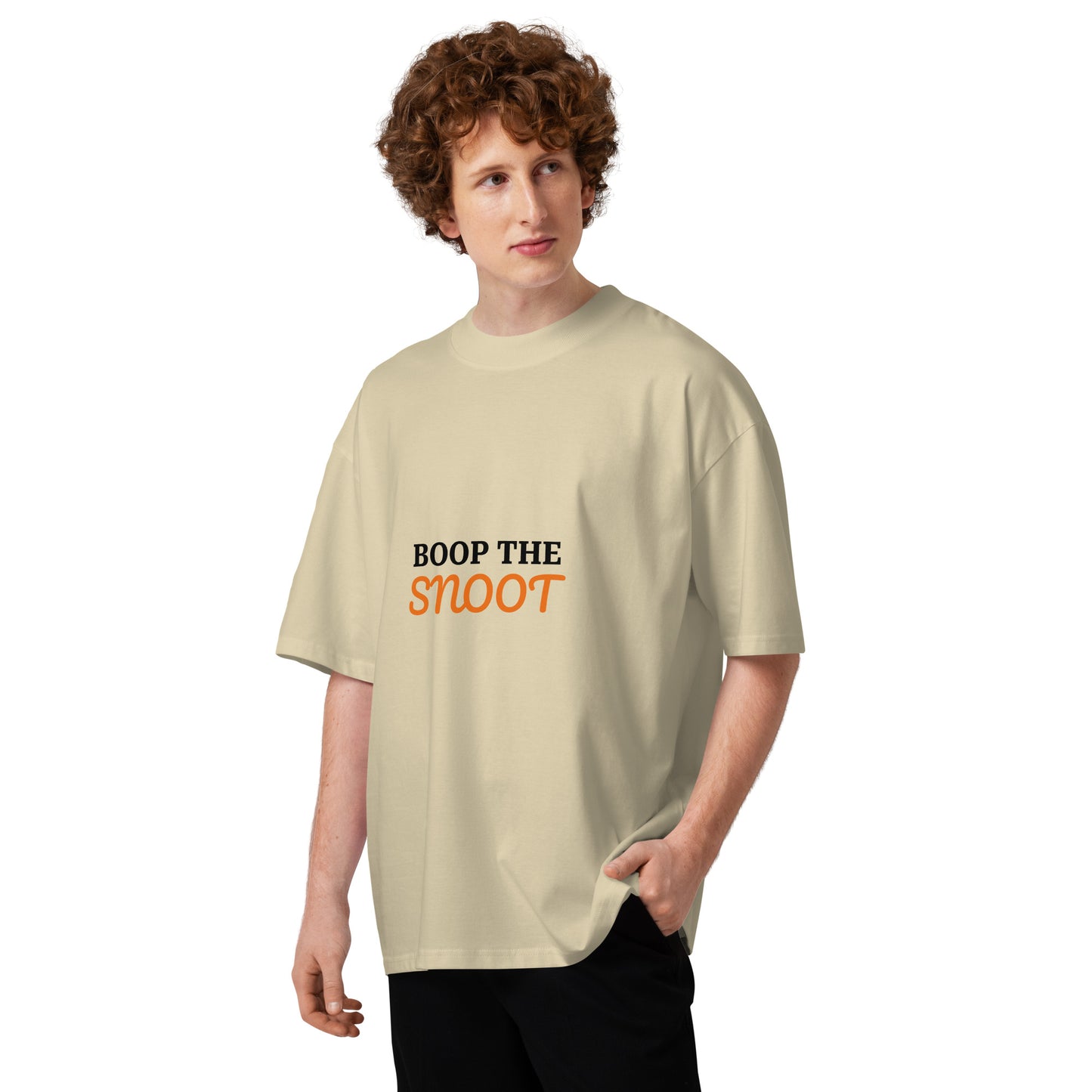 Unisex organic oversized high neck t-shirt BOOP THE SNOOT