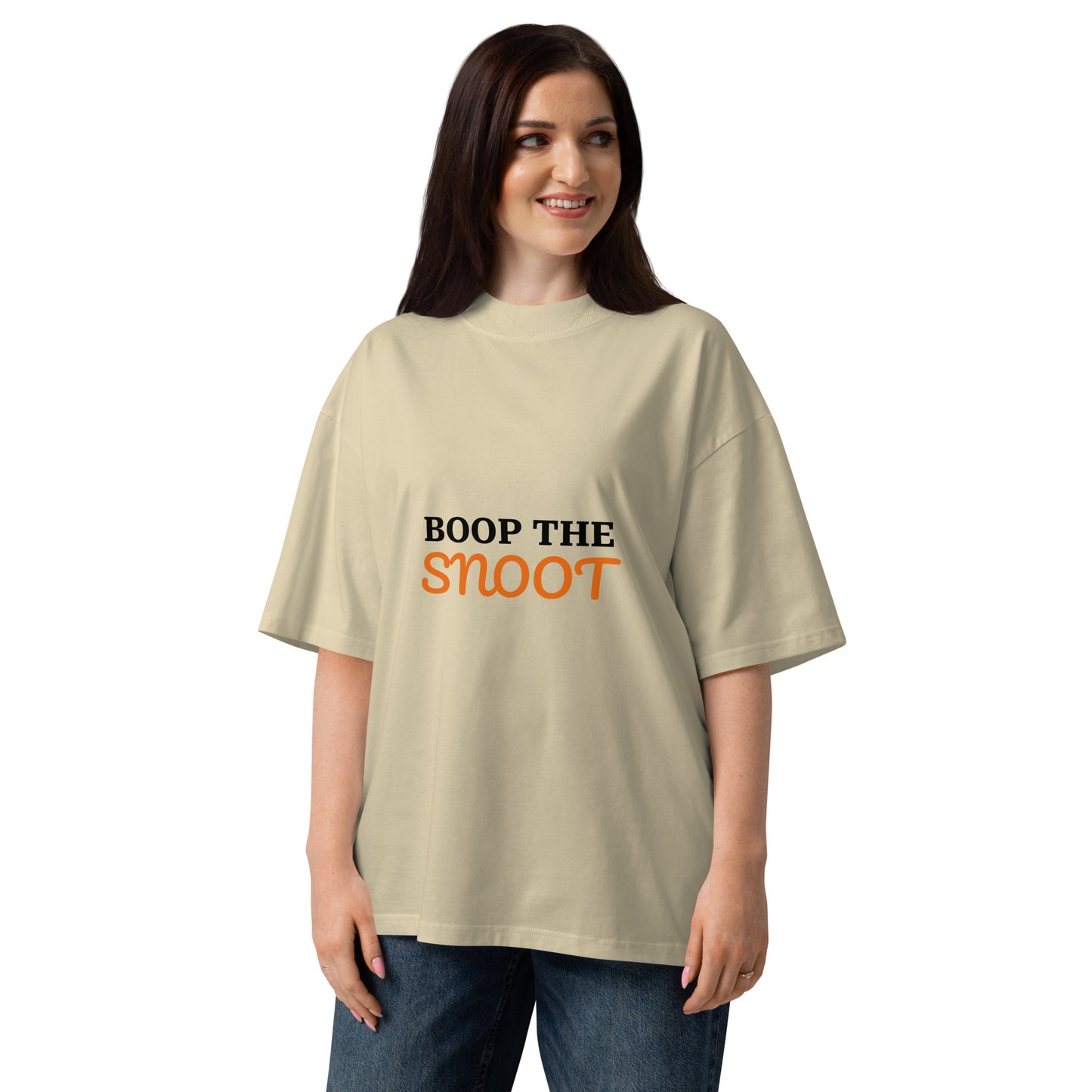 Unisex organic oversized high neck t-shirt BOOP THE SNOOT