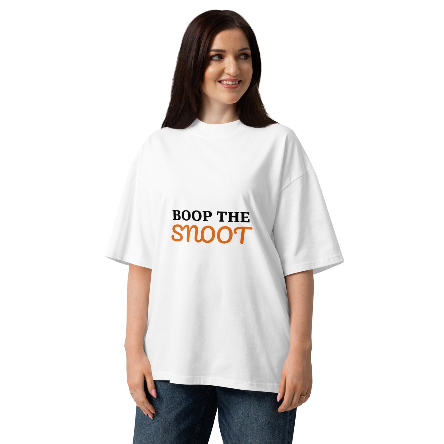 Unisex organic oversized high neck t-shirt BOOP THE SNOOT